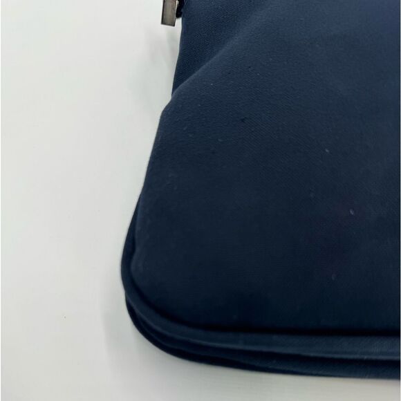 Fendi Mama Double Flap Navy Blue Canvas Limited Edition Baguette Preloved Purse - Picture 14 of 16